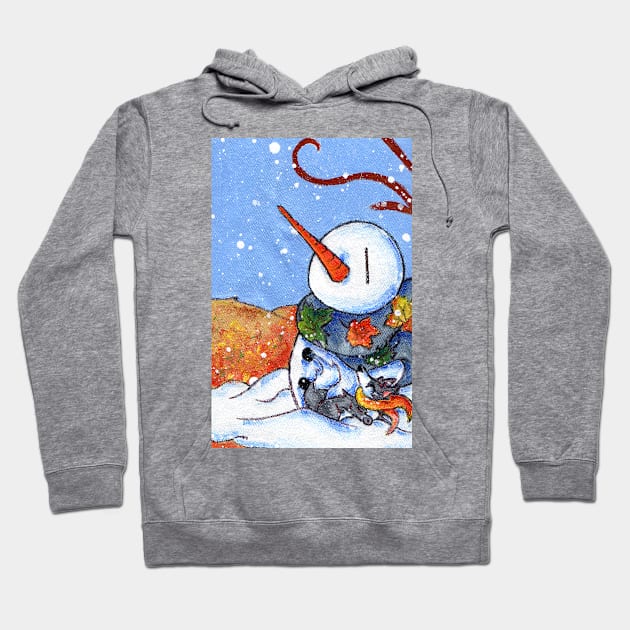 The First Snowman of the Season! Hoodie by KristenOKeefeArt